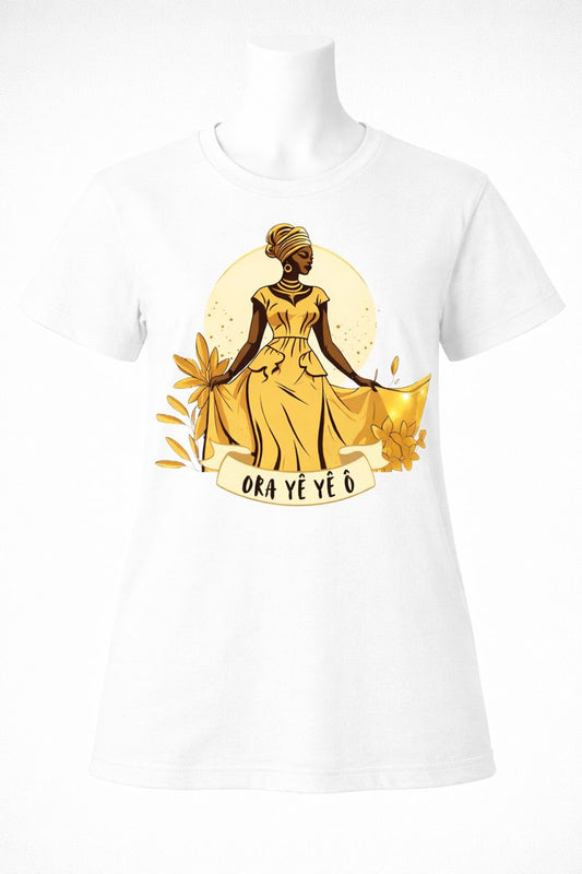 Camiseta Oxum: Ora Yê Yê Ô - Rainha do Ouro