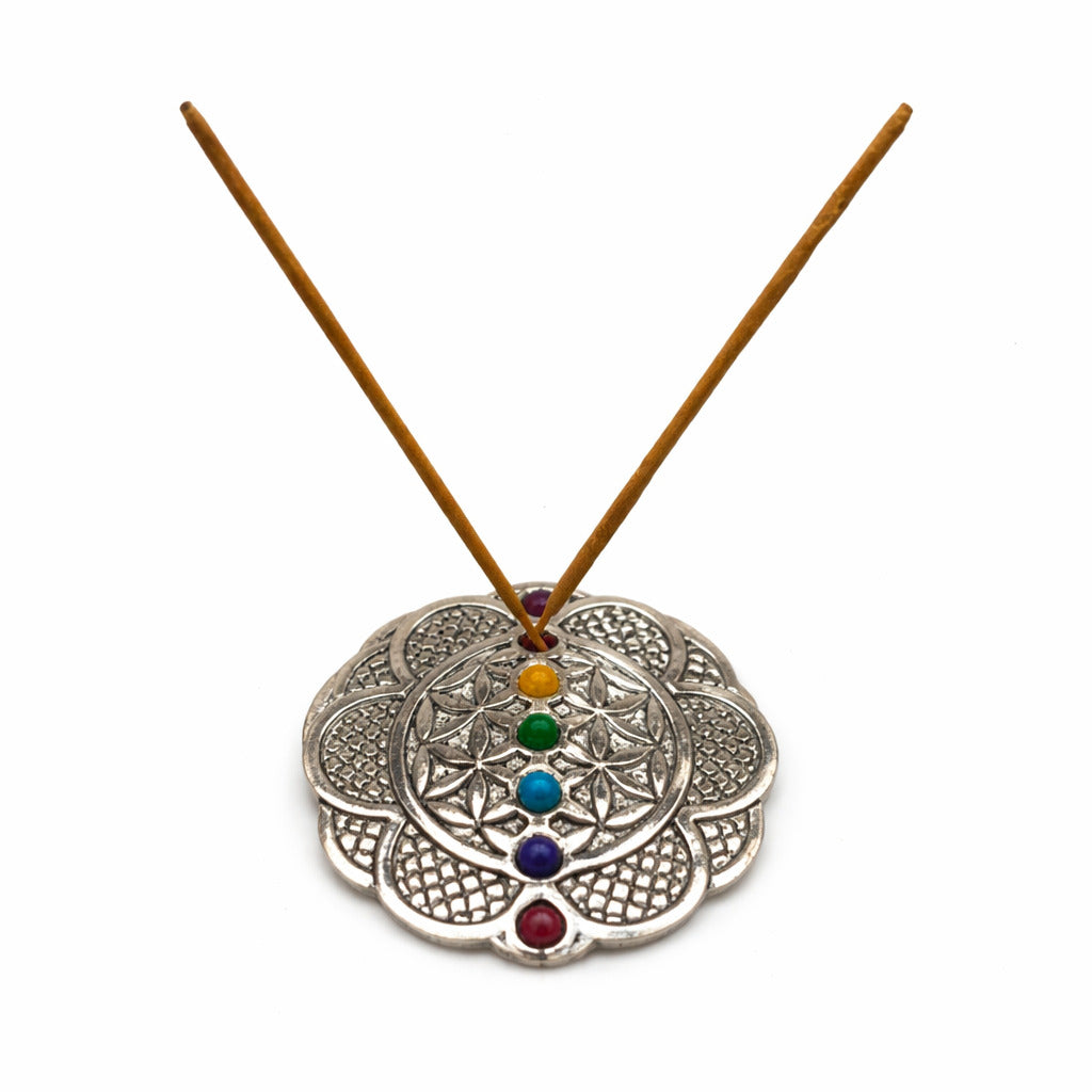 Metal Flower of Life w/ Stones