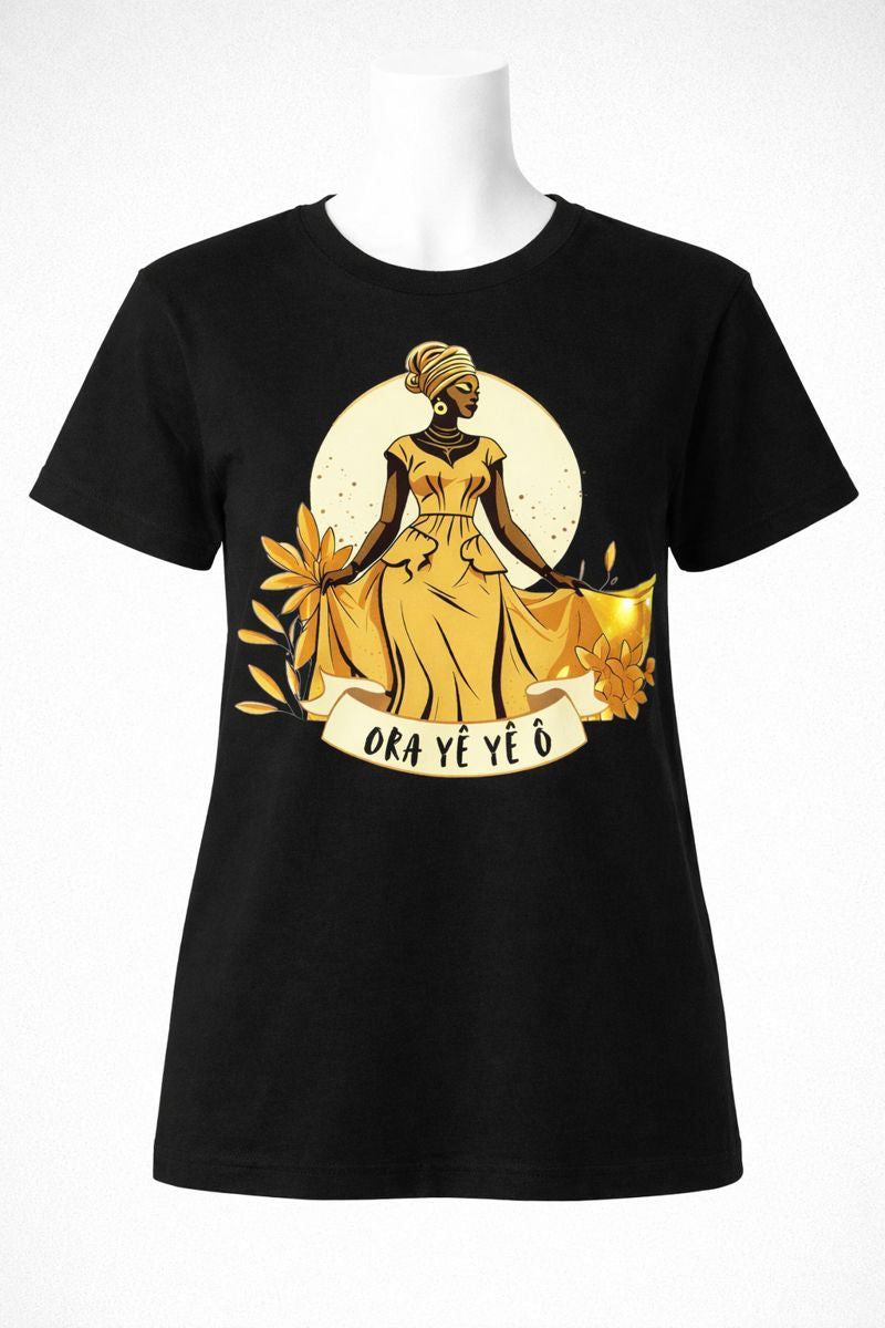 Camiseta Oxum: Ora Yê Yê Ô - Rainha do Ouro