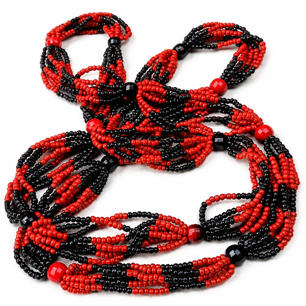 Brajá Esquerda 7 Fios Vermelho e Preto