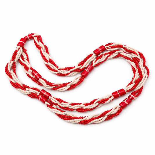 Guia de Trabalho Esquerda Trançada Vermelha e Branca